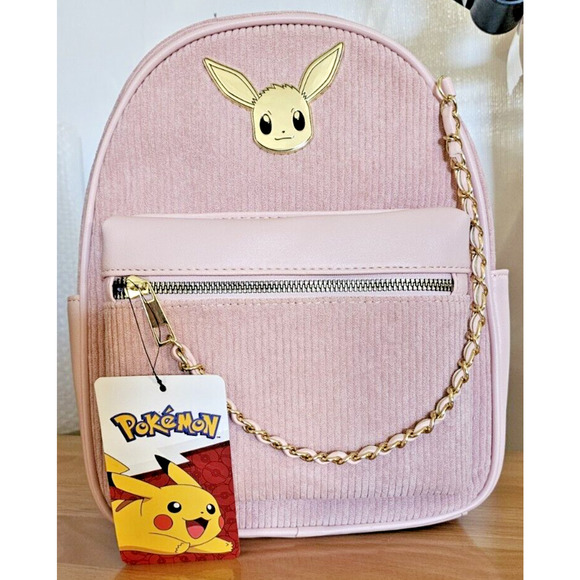 Pokemon 11" Mini Backpack - Pink Corduroy Eevee New With Tag Pikachu - Picture 2 of 13